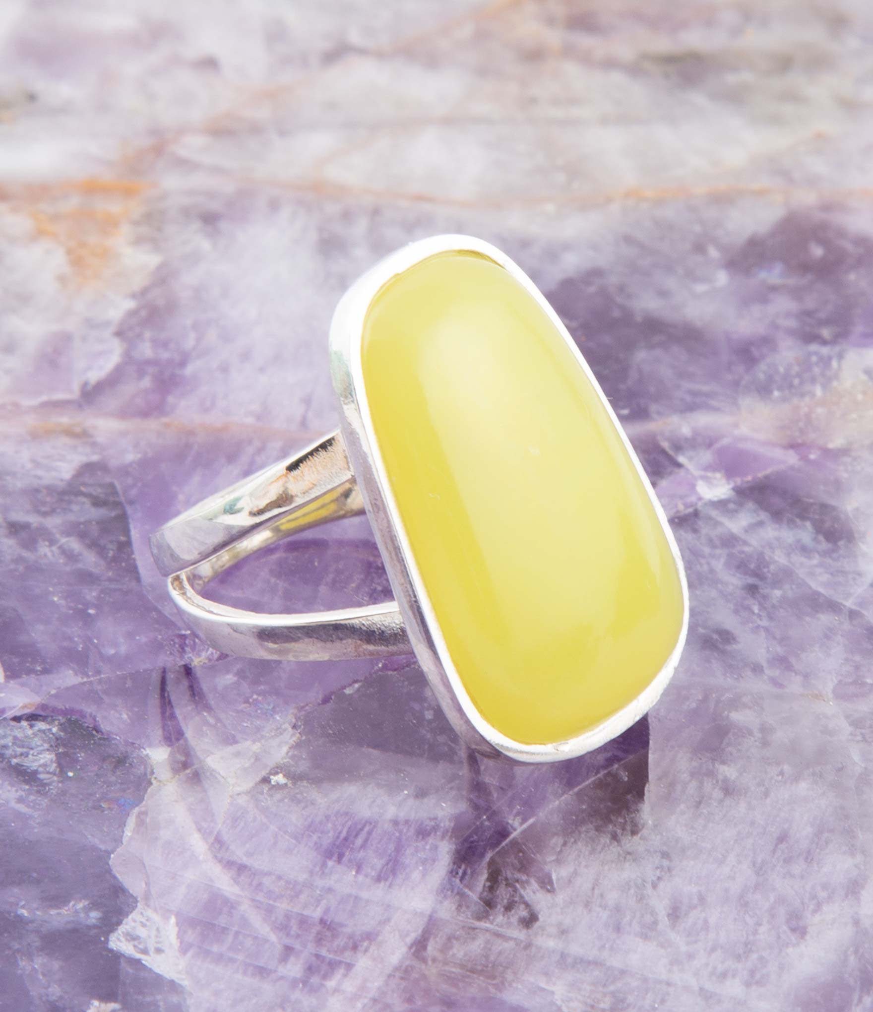Madeleine Yellow Jade and Sterling Silver Ring Barse Jewelry