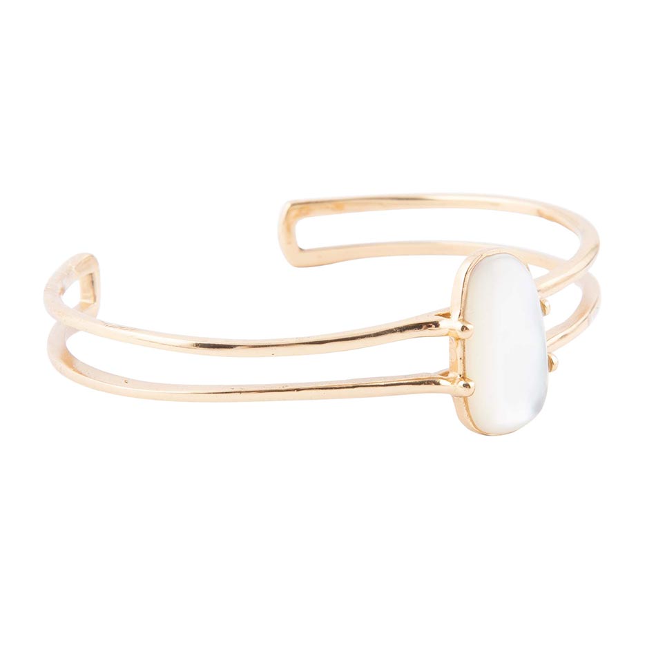 Madeline White Mother of Pearl and Golden Cuff Bracelet Barse Jewelry