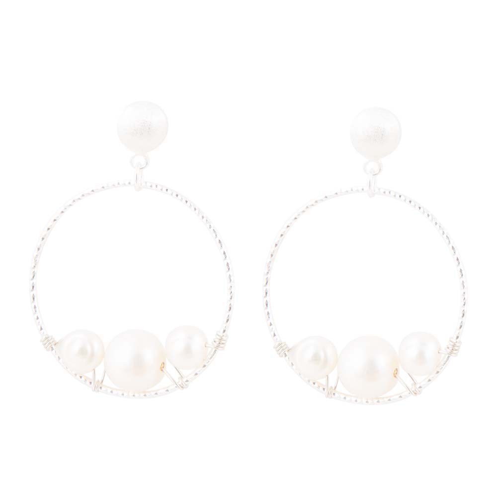 Madie Abstract Pearl and Sterling Silver Earrings Barse Jewelry