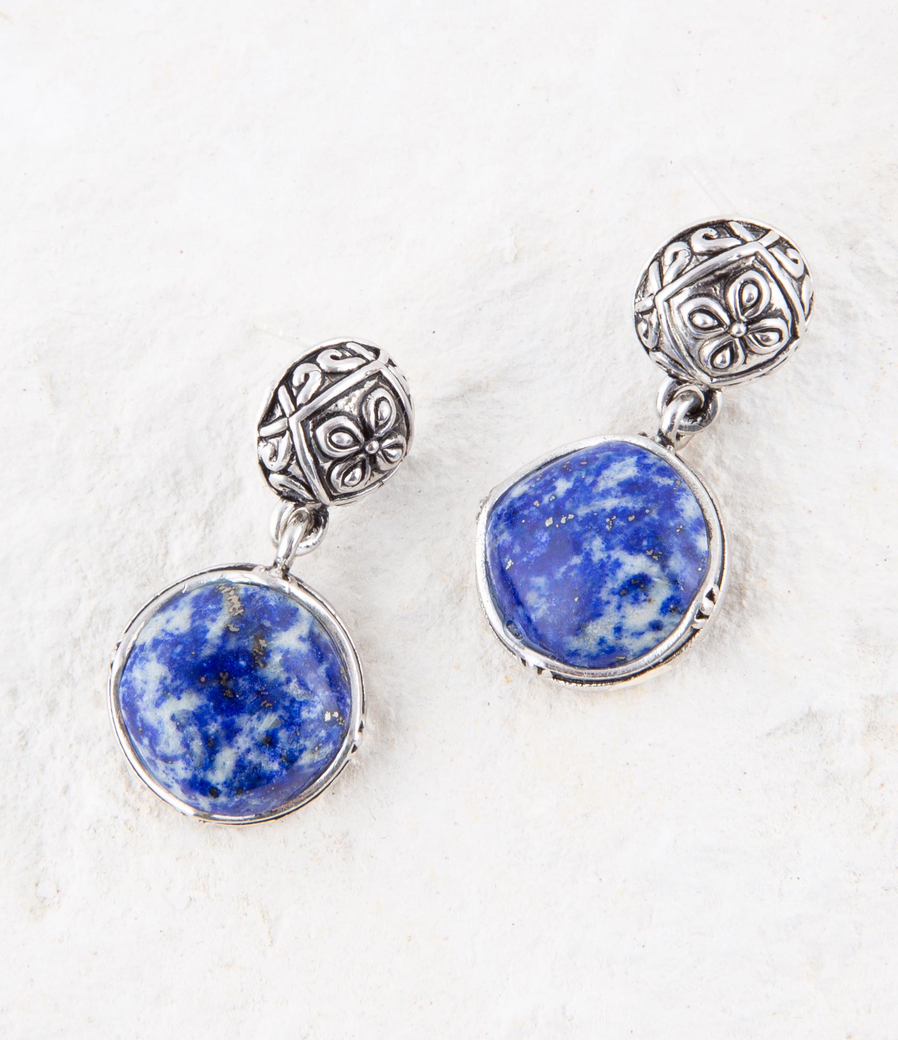 Madrid Blue Lapis Sterling Silver Post Drop Earrings Barse Jewelry