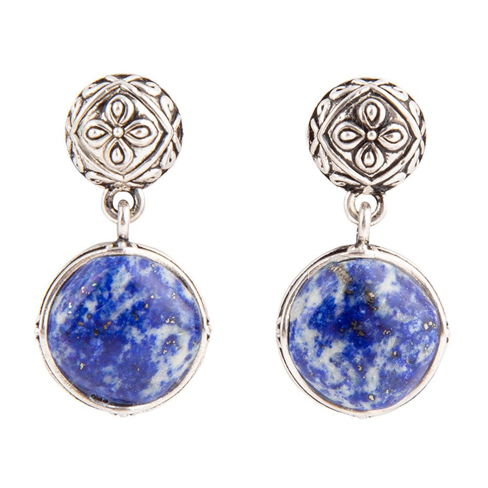 Madrid Blue Lapis Sterling Silver Post Drop Earrings Barse Jewelry