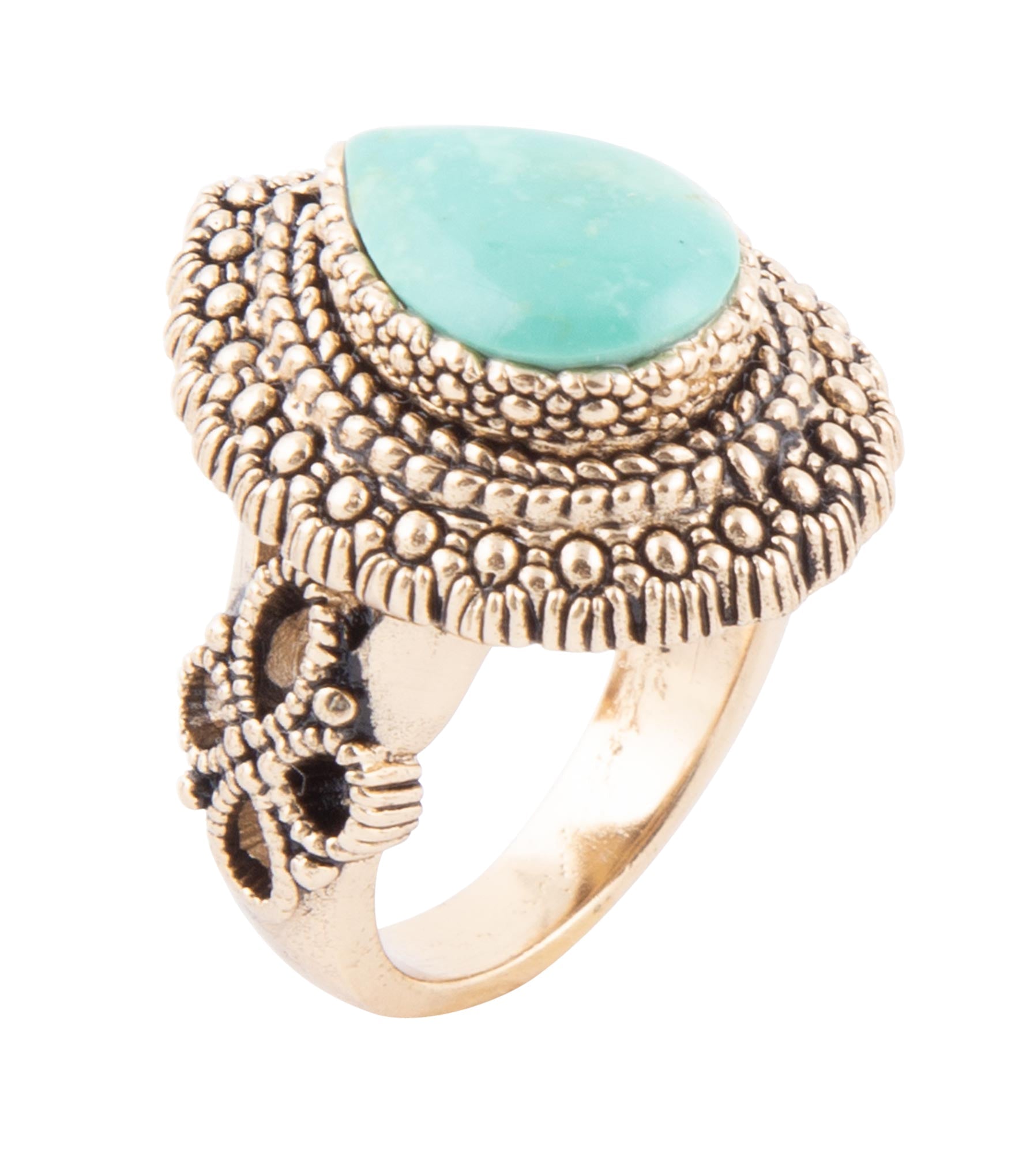 Make an Entrance Green Turquoise and Golden Bronze Ring Barse Jewelry