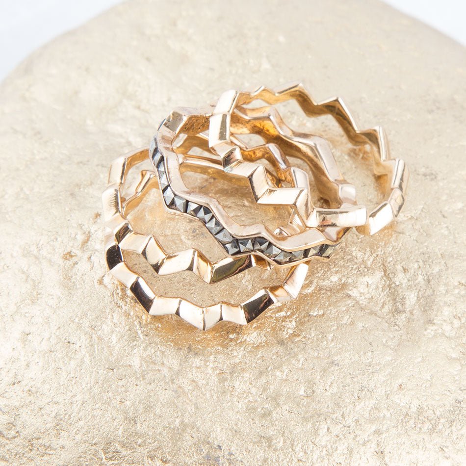 Marcasite and Bronze Stack Ring Set Barse Jewelry