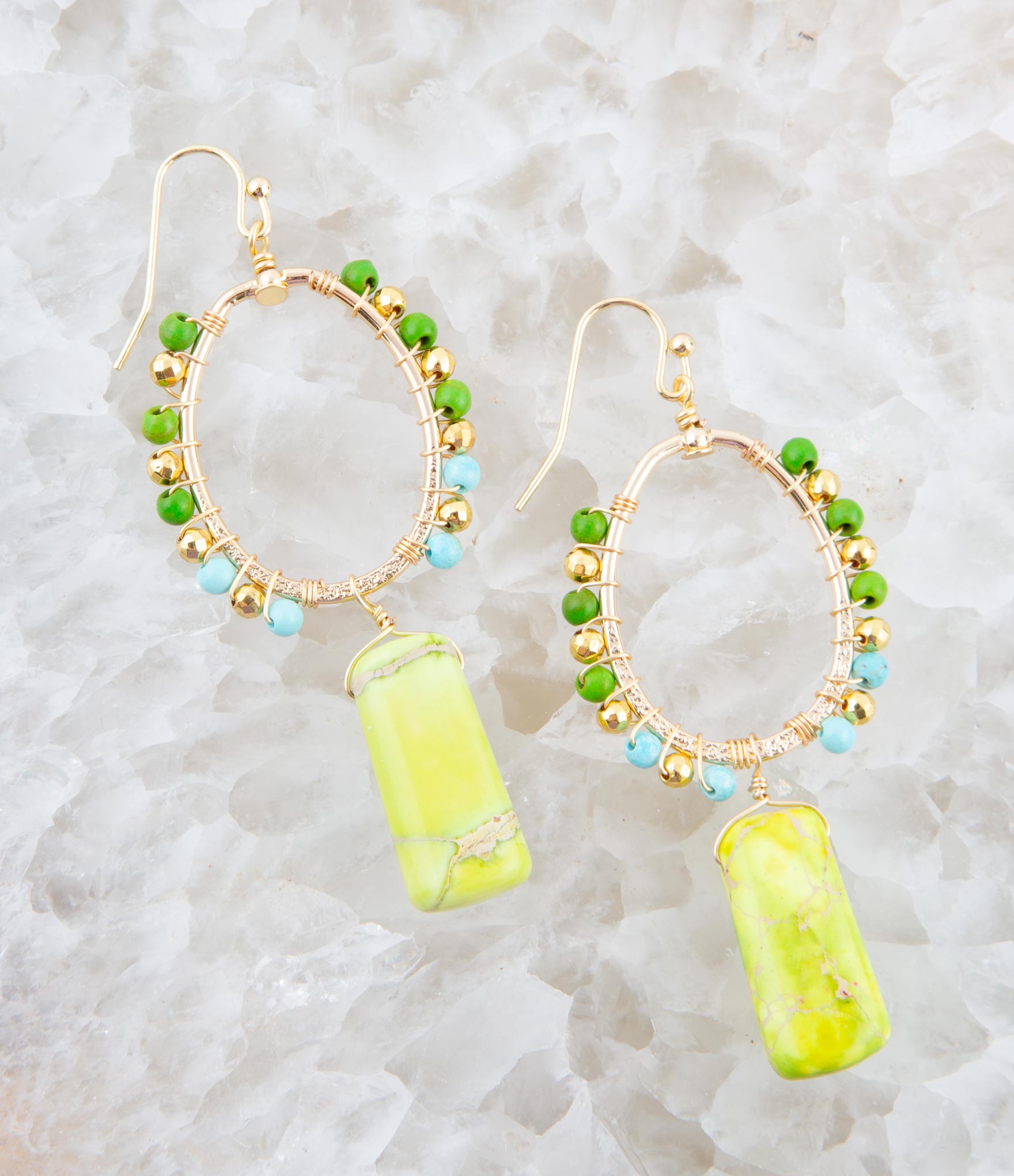 Margarita Green Jasper Golden Drop Earrings Barse Jewelry