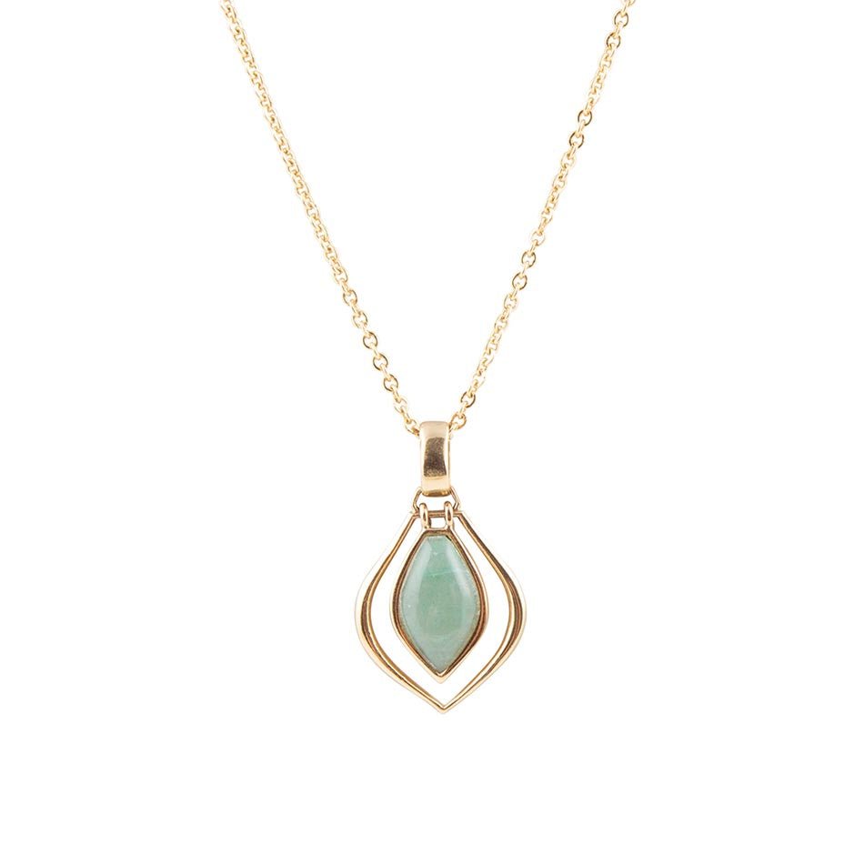 Melita Green Aventurine Golden Pendant Necklace Barse Jewelry