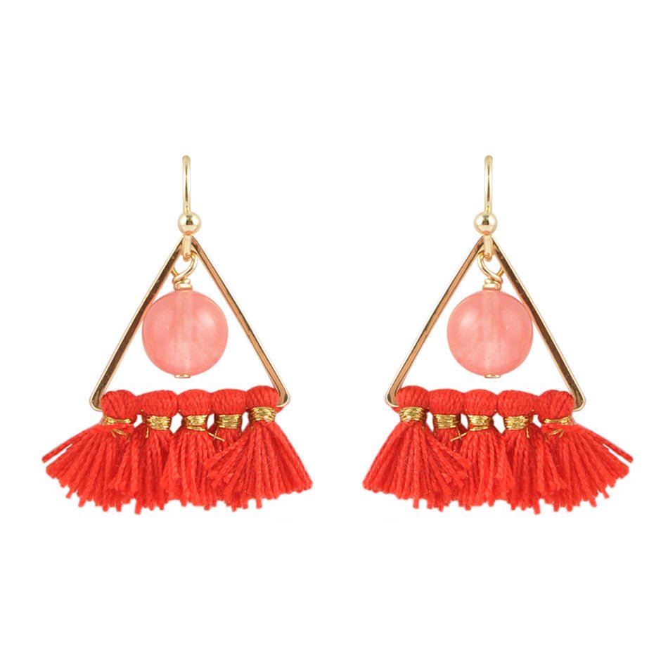 Melon and Triangle Tassel Earrings Barse Jewelry