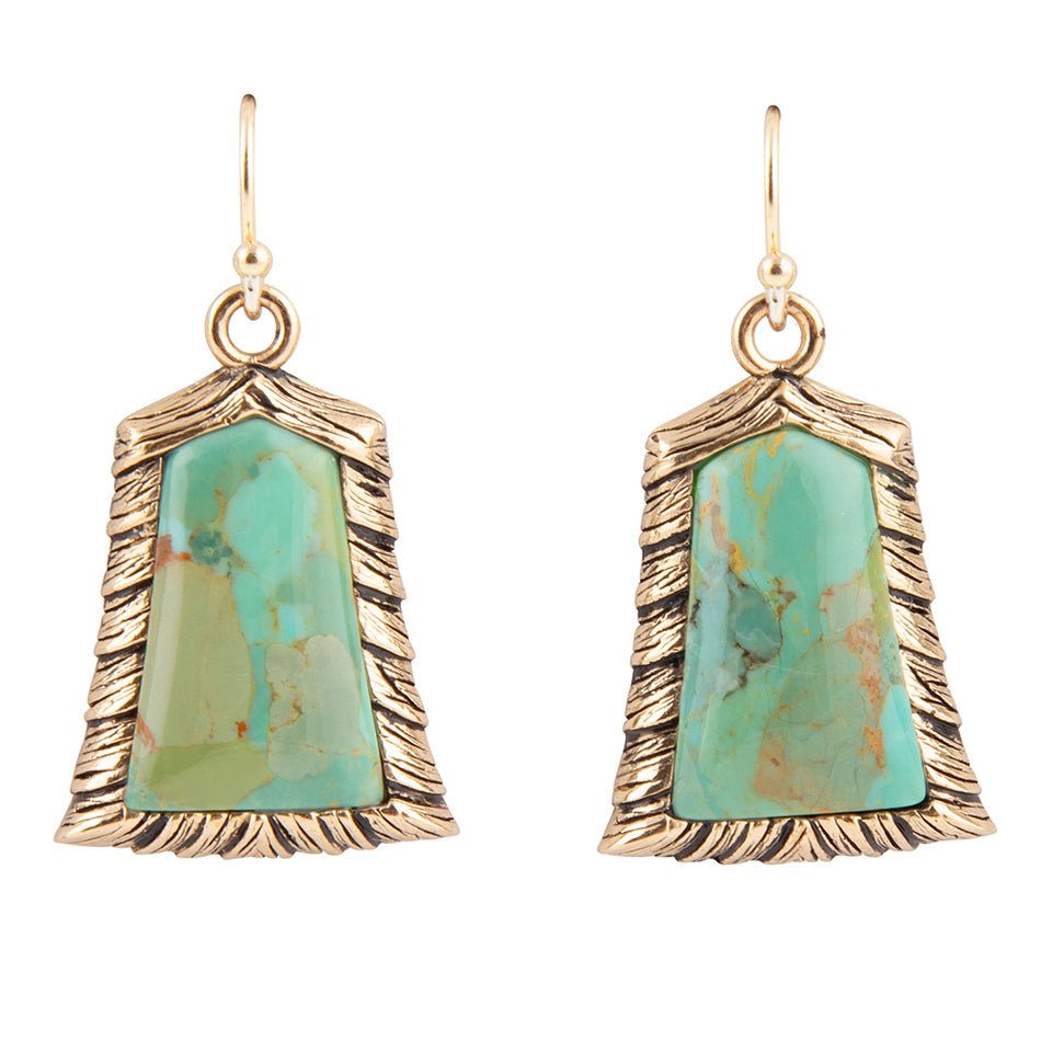 Meriette Blue Turquoise Golden Drop Earrings Barse Jewelry