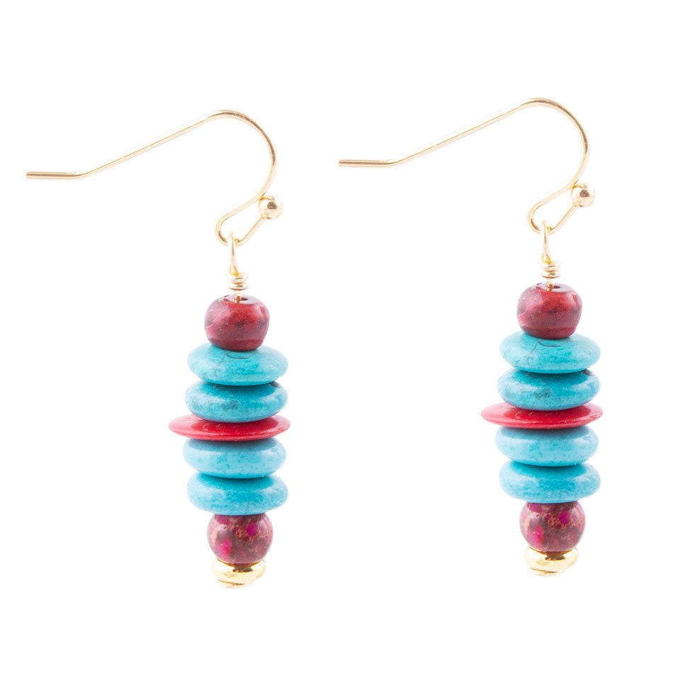 Mija Turquoise and Magenta Stack Earrings Barse Jewelry
