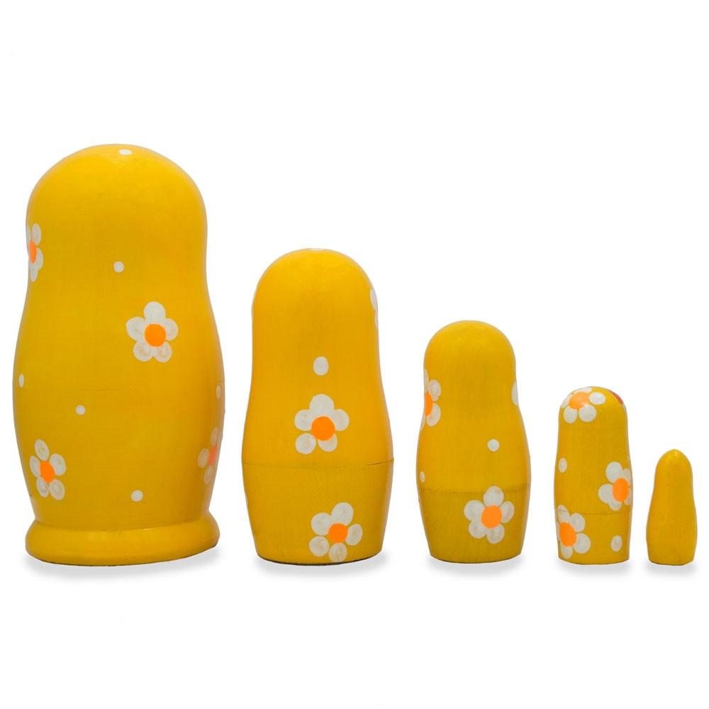 5 Rooster and Daisies Floral Wooden Nesting Dolls 4.5 Inches BestPysanky