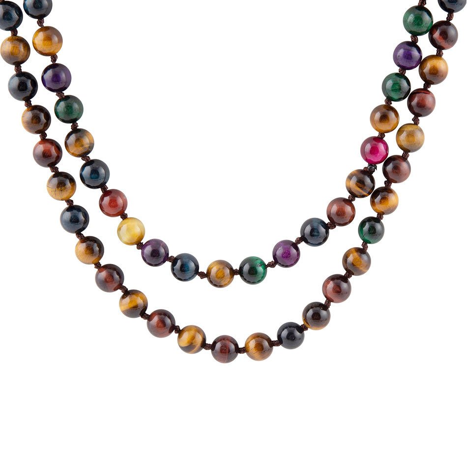 Multicolor Tiger's Eye Knoted Necklace Barse Jewelry