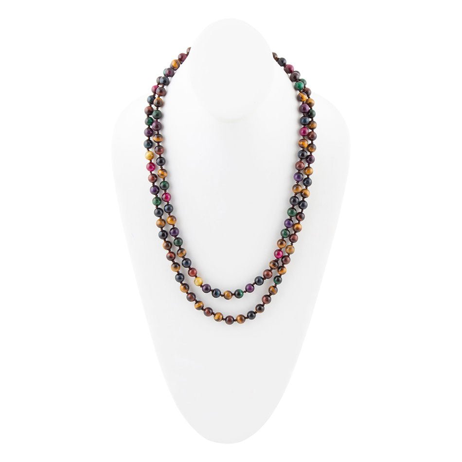 Multicolor Tiger's Eye Knoted Necklace Barse Jewelry