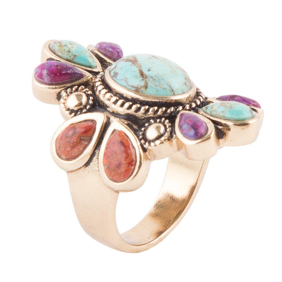 Native Color Turquoise Multi Stone Ring Barse Jewelry