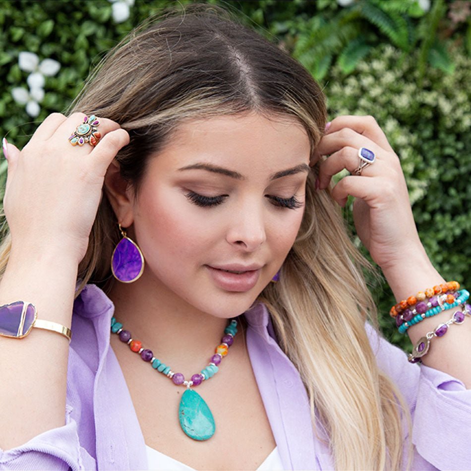 Native Color Turquoise Multi Stone Ring Barse Jewelry