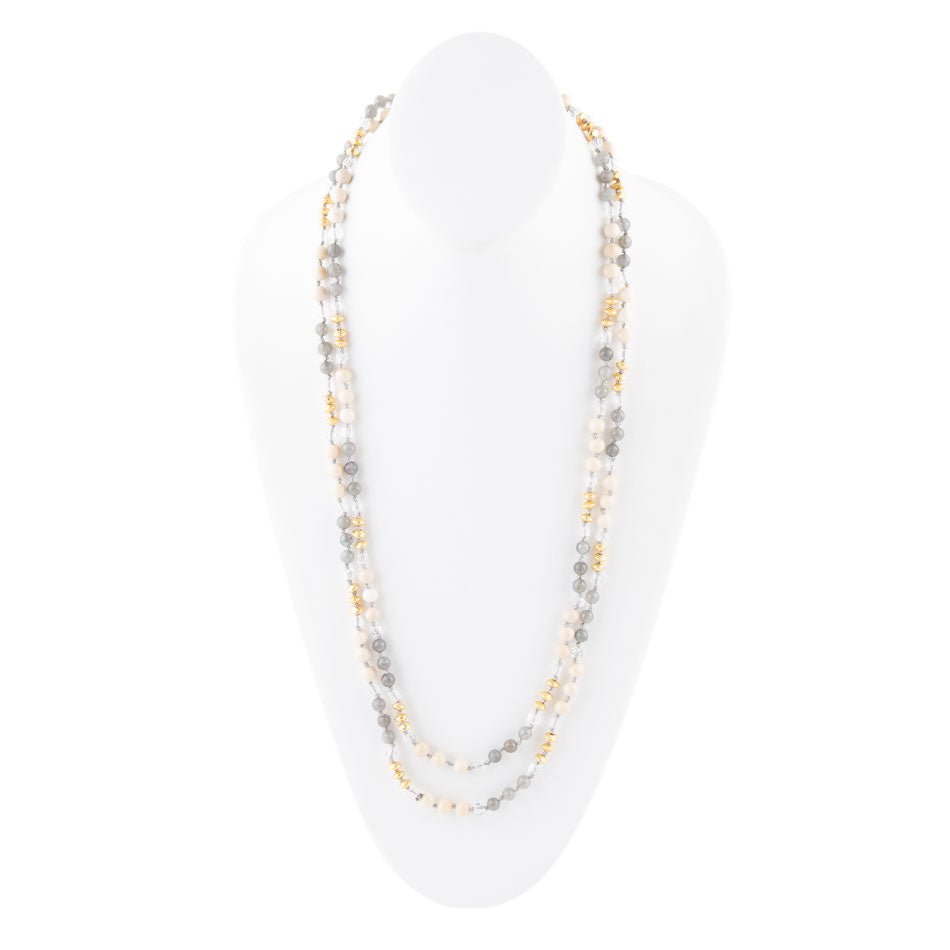 Natural Shine Grey Agate Endless Necklace Barse Jewelry