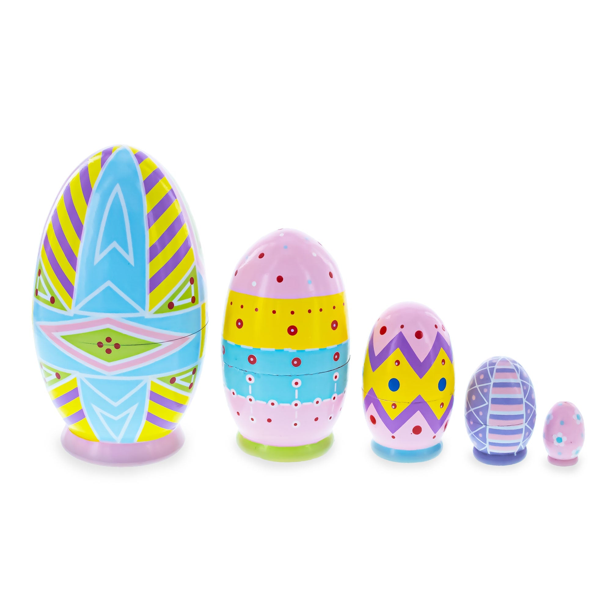 Set of 5 Ukrainian Style Easter Eggs Wooden Nesting Dolls 5 Inches BestPysanky