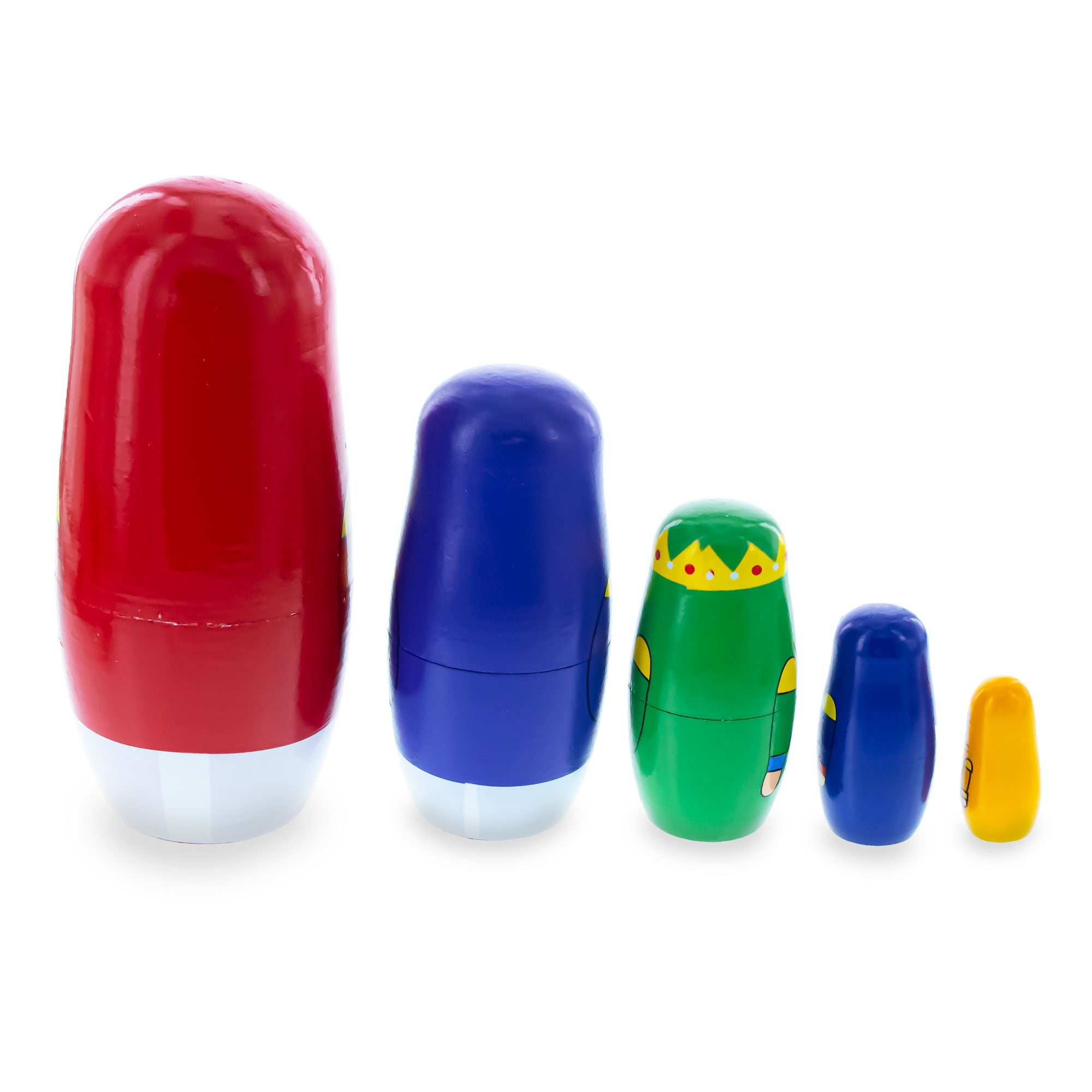 Set of 5 Nutcrackers Wooden Nesting Dolls 5.5 Inches BestPysanky