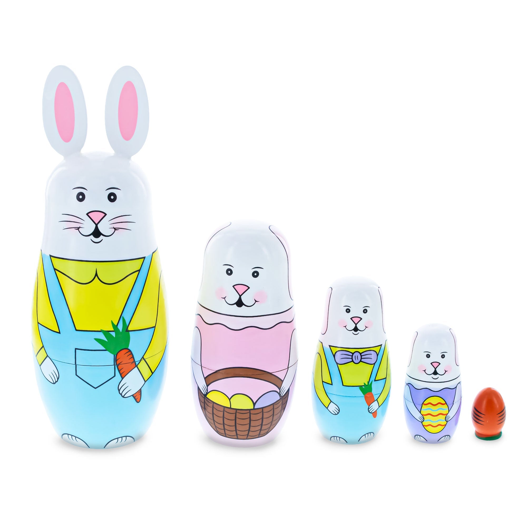 Set of 5 Bunnies Wooden Nesting Dolls 7 Inches Tall BestPysanky