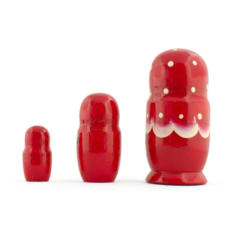 Set of 3 Anemone Flowers Wooden Nesting Dolls 3.5 Inches BestPysanky