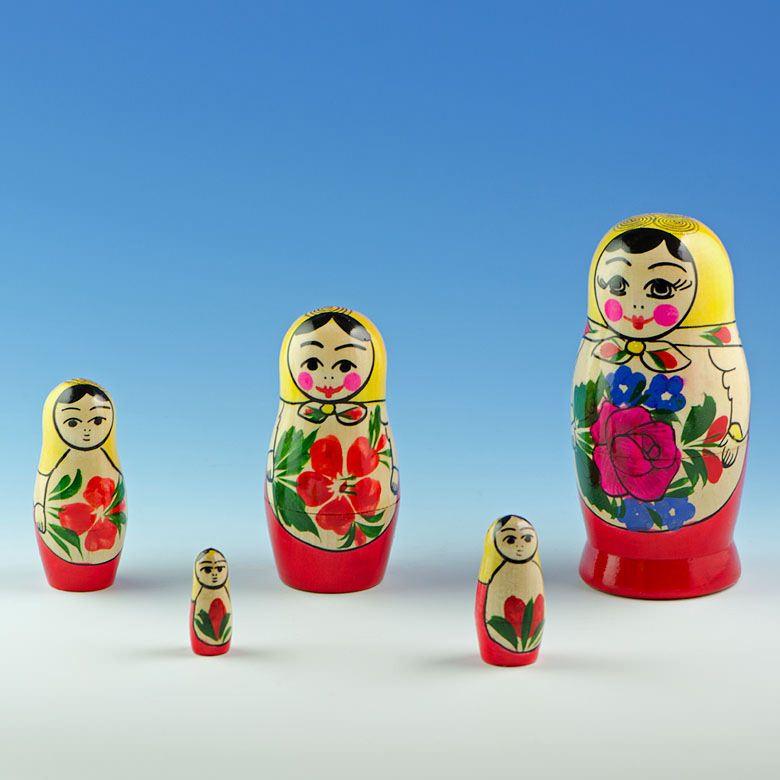 Set of 5 Traditional Nesting Dolls 4.5 Inches
