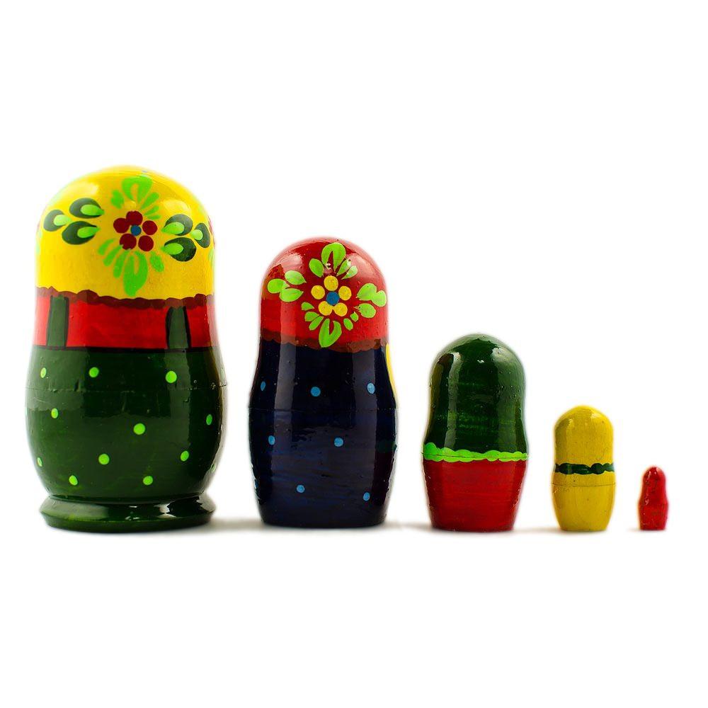 Set of 5 Yellow Scarf Nesting Dolls 4 Inches BestPysanky