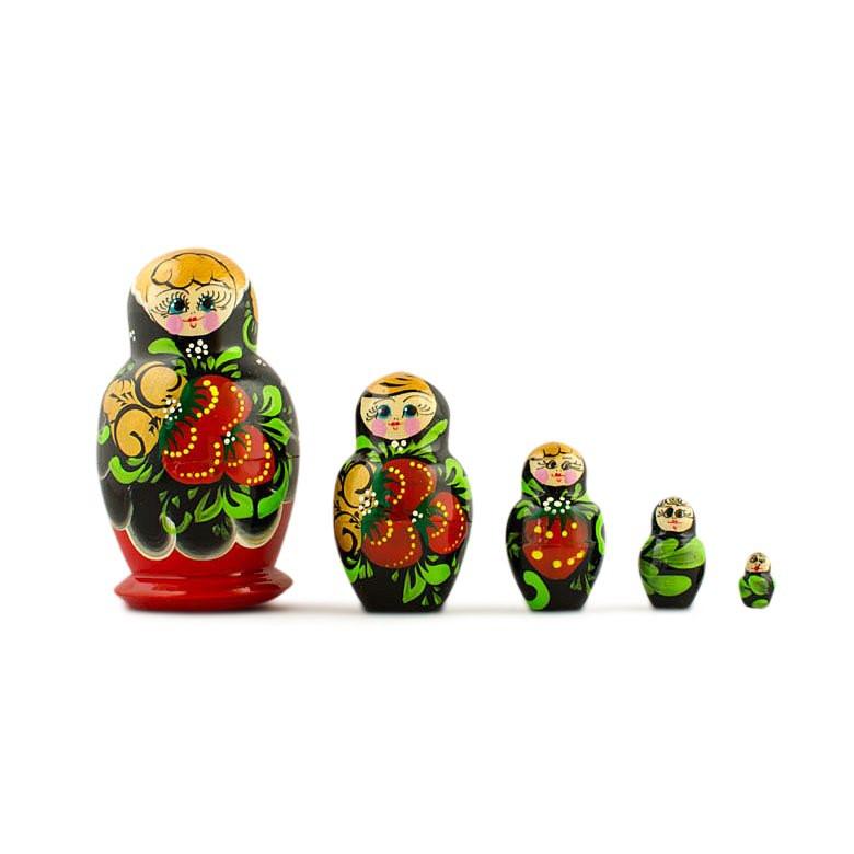 Set of 5 Wooden Nesting Dolls 3.5 Inches
