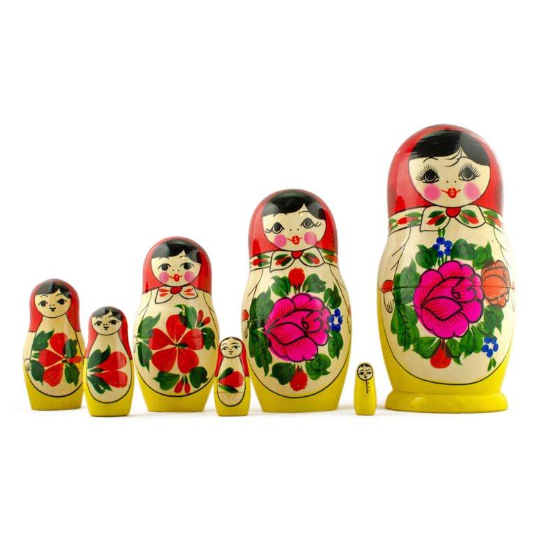Set of 7 Wooden Dolls Nesting Dolls 7 Inches