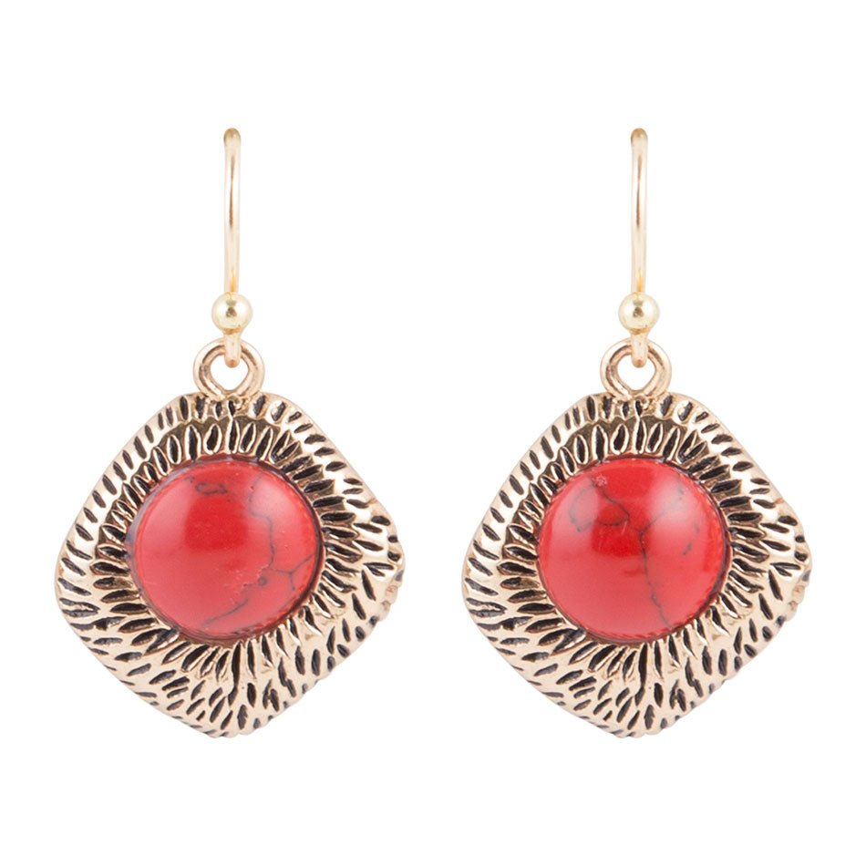 Nomad Red Howlite Earrings Barse Jewelry