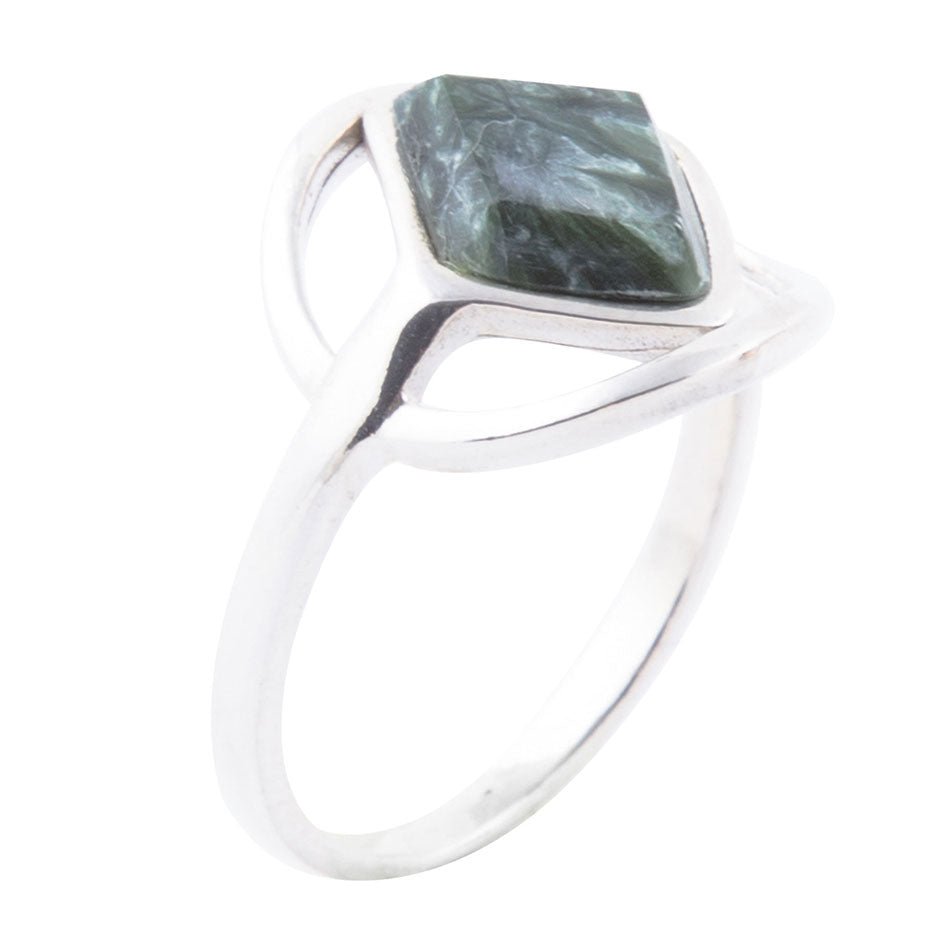 North Star Green Seraphinite and Sterling Silver Ring Barse Jewelry