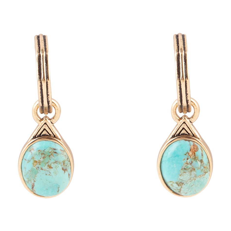 Nova Half-Hoop Blue Turquoise and Golden Earrings Barse Jewelry