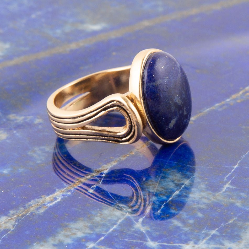 Nova Blue Lapis and Golden Bronze Oval Ring Barse Jewelry