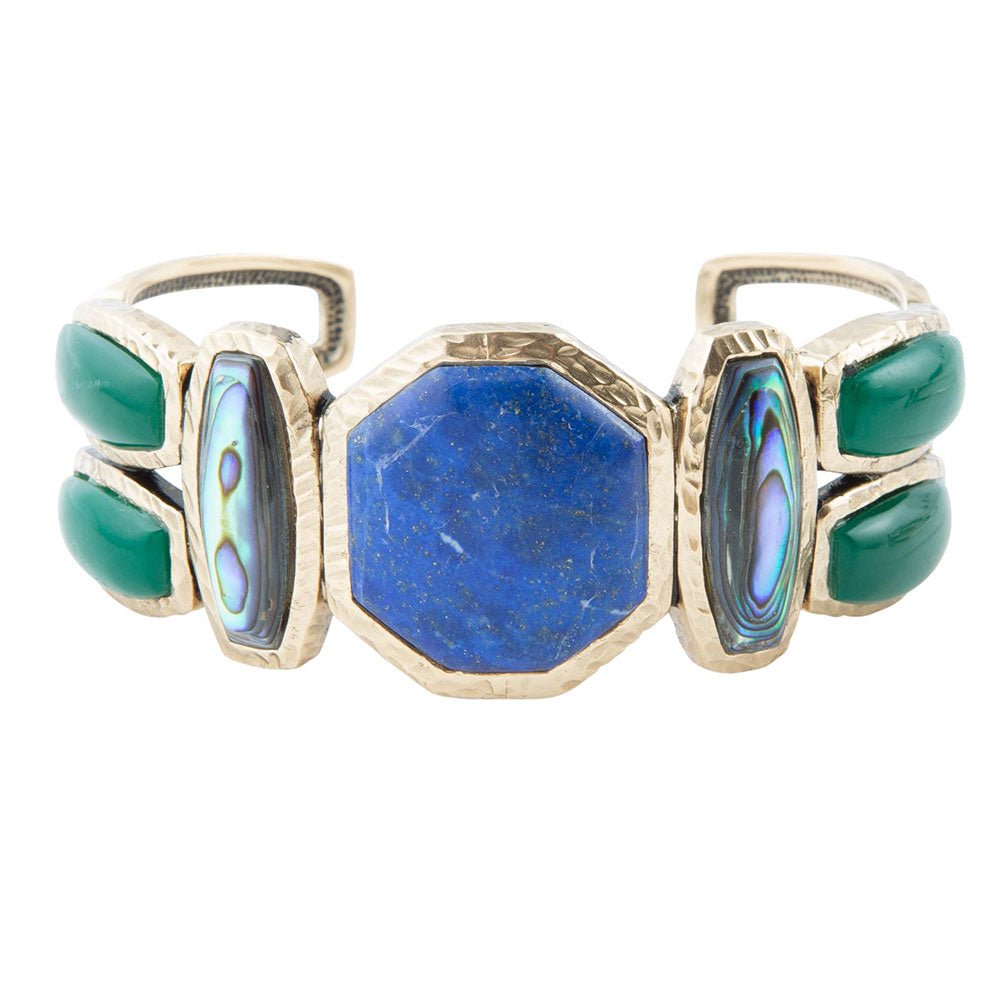 Odyssey Blue Lapis Colorful Golden Cuff Bracelet Barse Jewelry