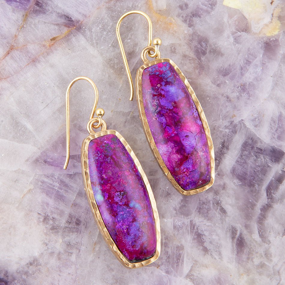 Odyssey Long Purple Turquoise and Bronze Statement Earrings Barse Jewelry