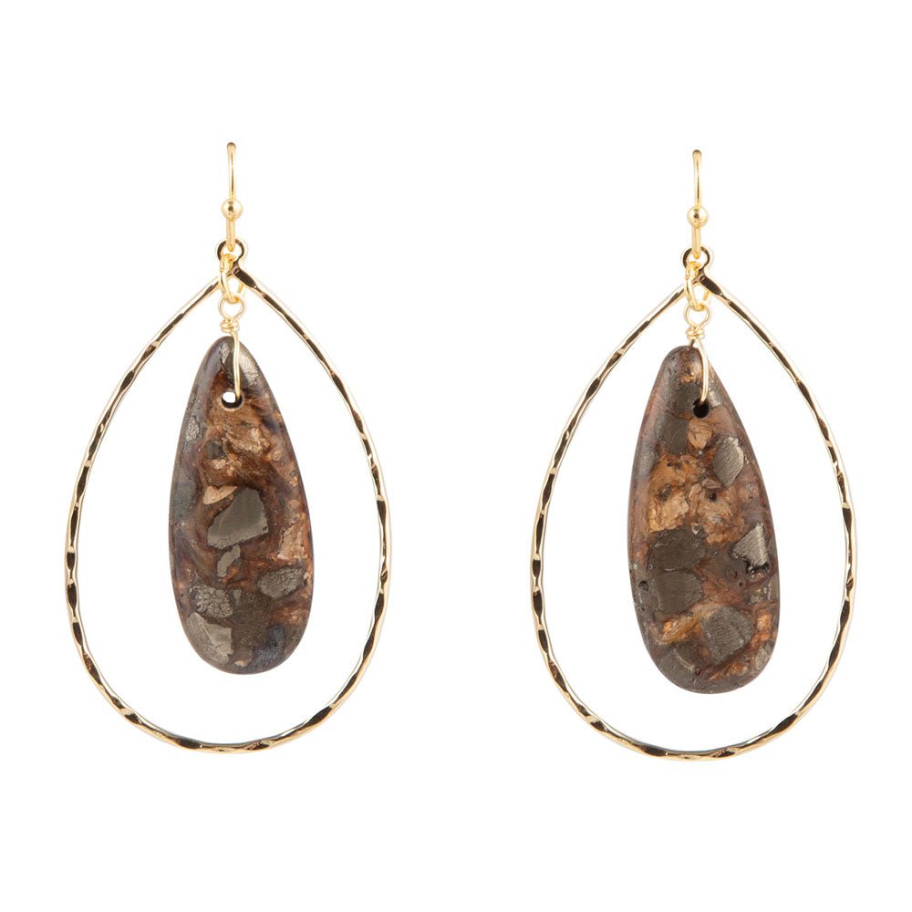 Onyx Matrix Teardrop Statement Earring Barse Jewelry