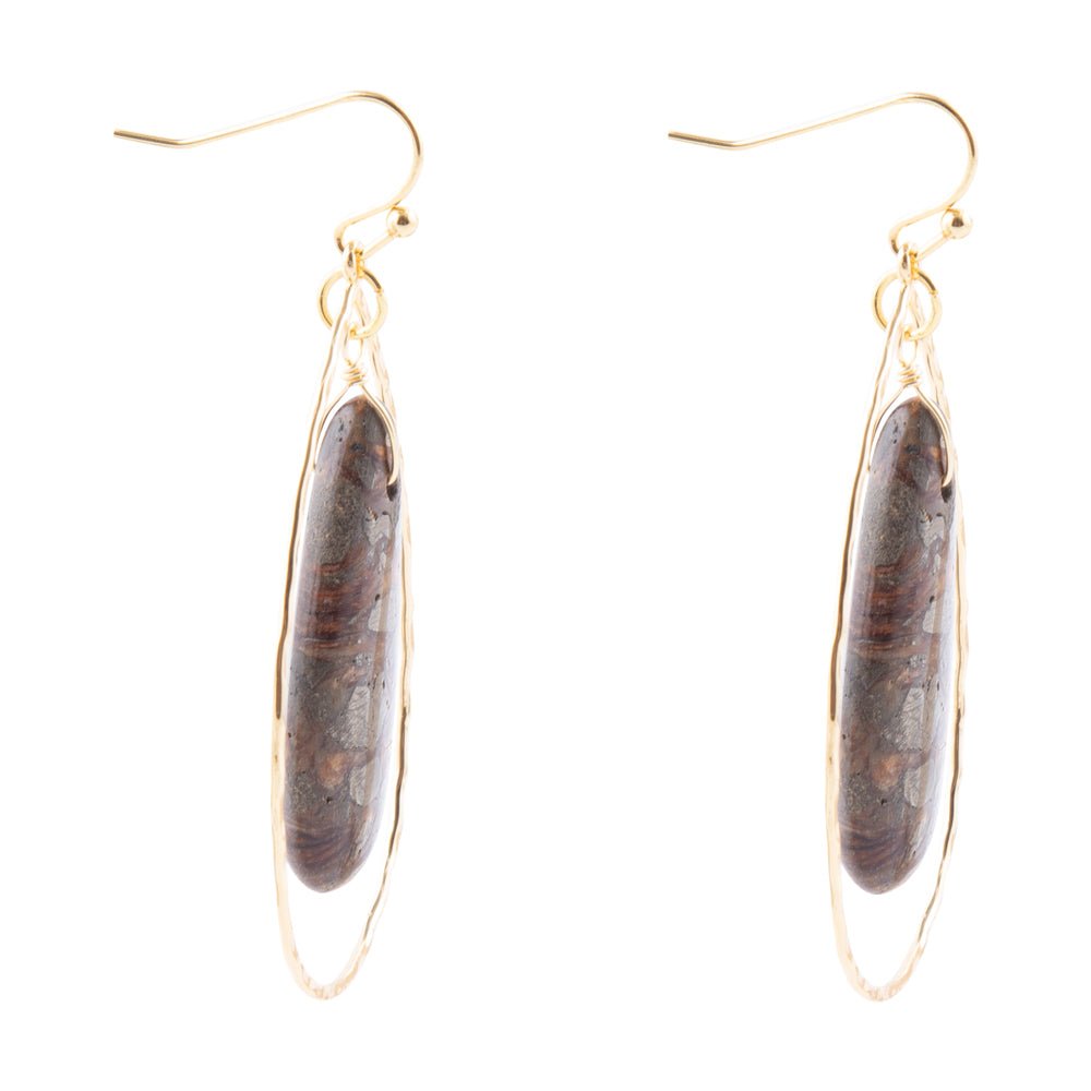 Onyx Matrix Teardrop Statement Earring Barse Jewelry