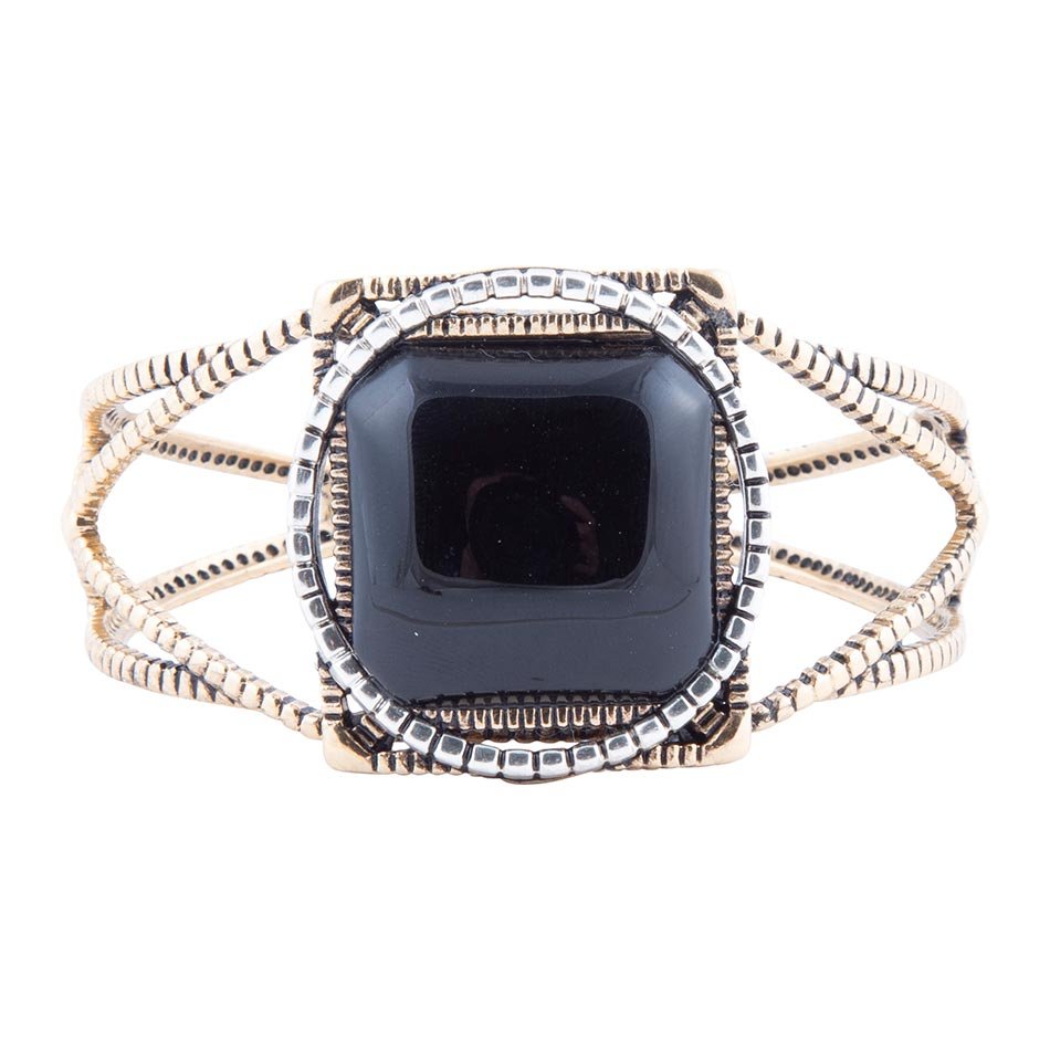 Onyx Mixed Metal Golden Cuff Bracelet Barse Jewelry