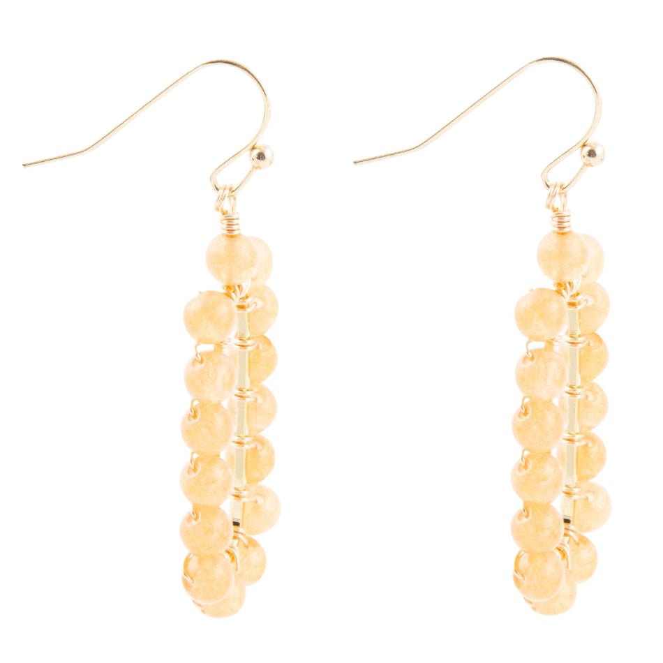 Orange Apricot Jade Endless Golden Loop Earrings Barse Jewelry