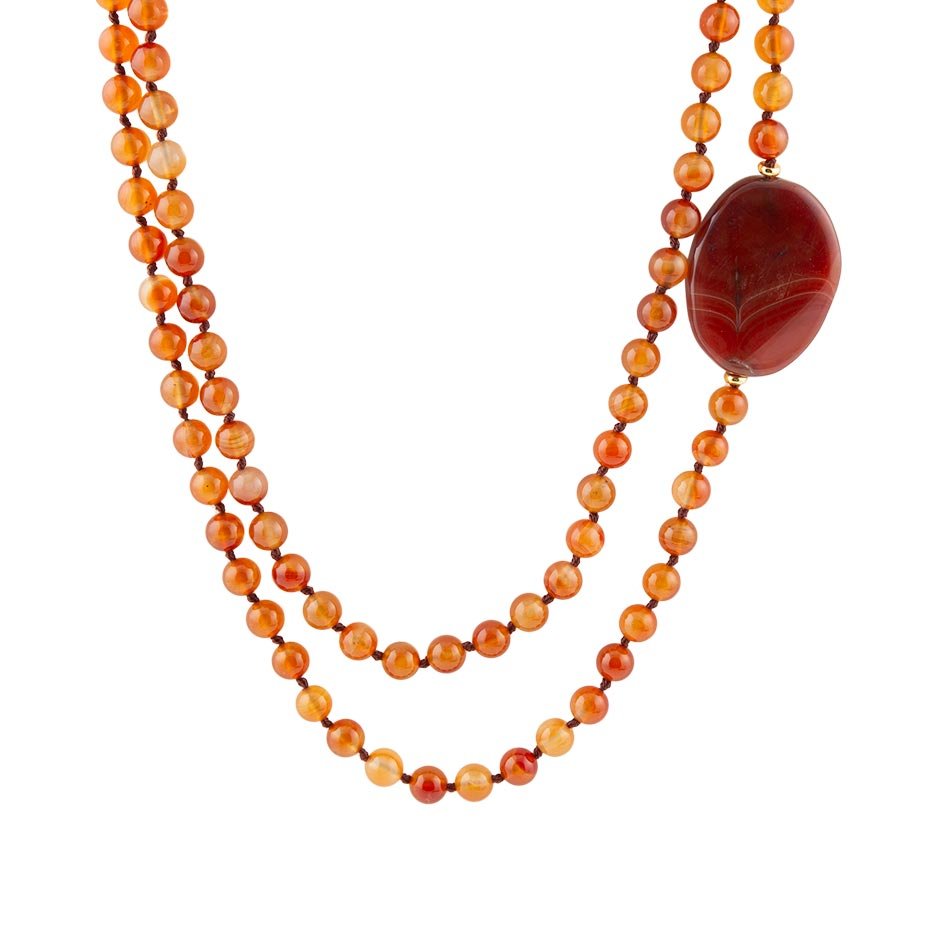 Orange Carnelian Knotted Necklace Barse Jewelry