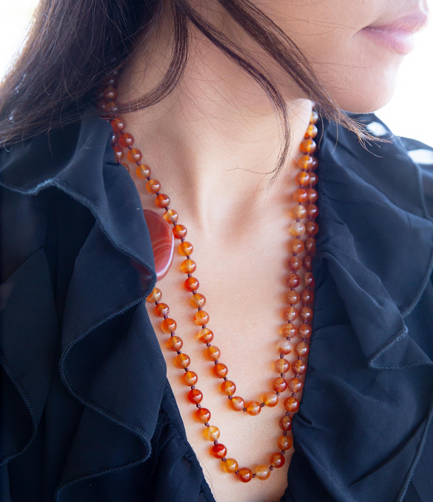 Orange Carnelian Knotted Necklace Barse Jewelry