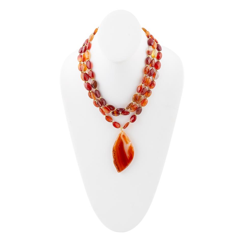 Orange Carnelian Statement Golden Necklace Barse Jewelry