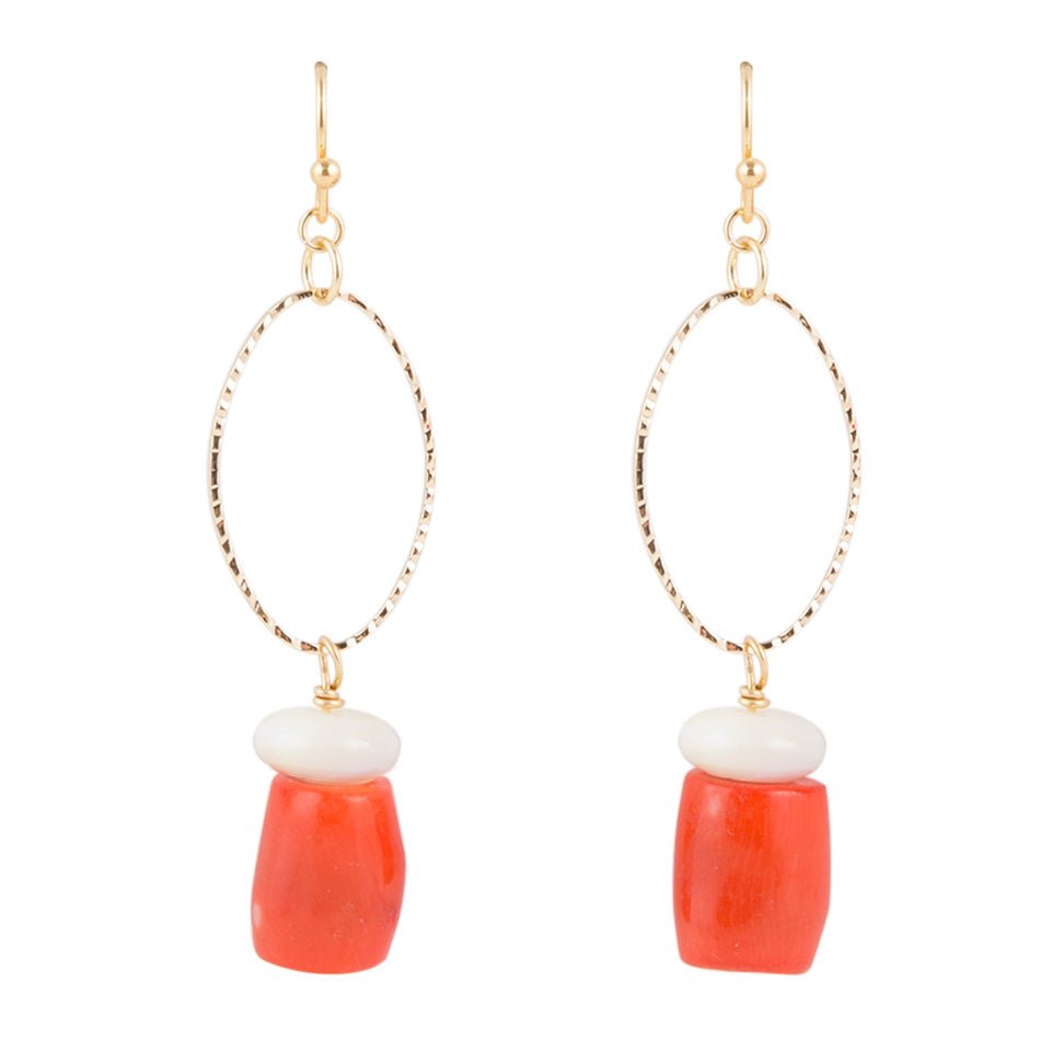 Orange Coral Cream Earrings Barse Jewelry