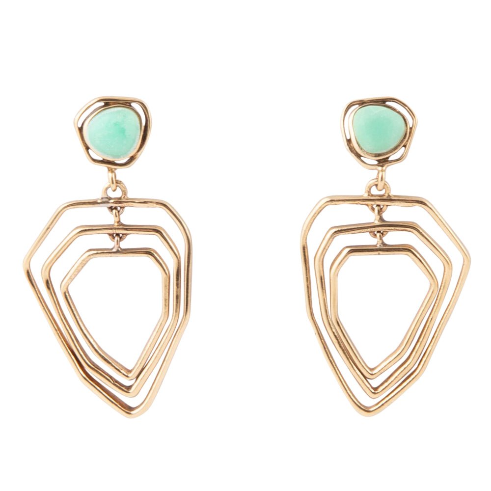 Organic Green Chrysoprase and Golden Bronze Drop Earrings Barse Jewelry