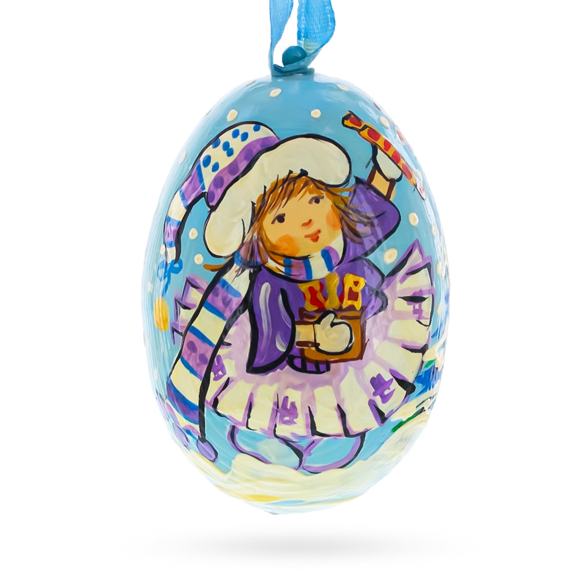 Girl Giving Candy to Squirrel Wooden Christmas Ornament BestPysanky