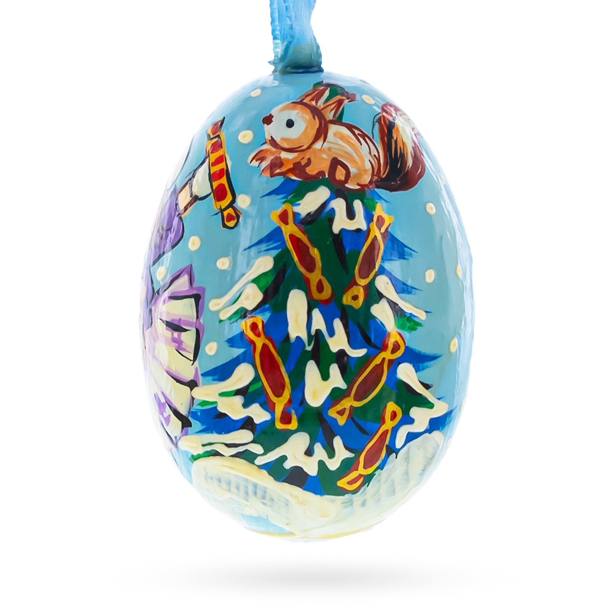 Girl Giving Candy to Squirrel Wooden Christmas Ornament BestPysanky