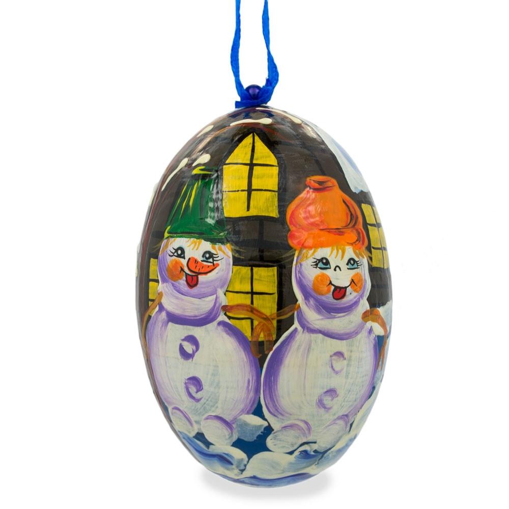 Snowman Couple Wooden Christmas Ornament 3 Inches BestPysanky
