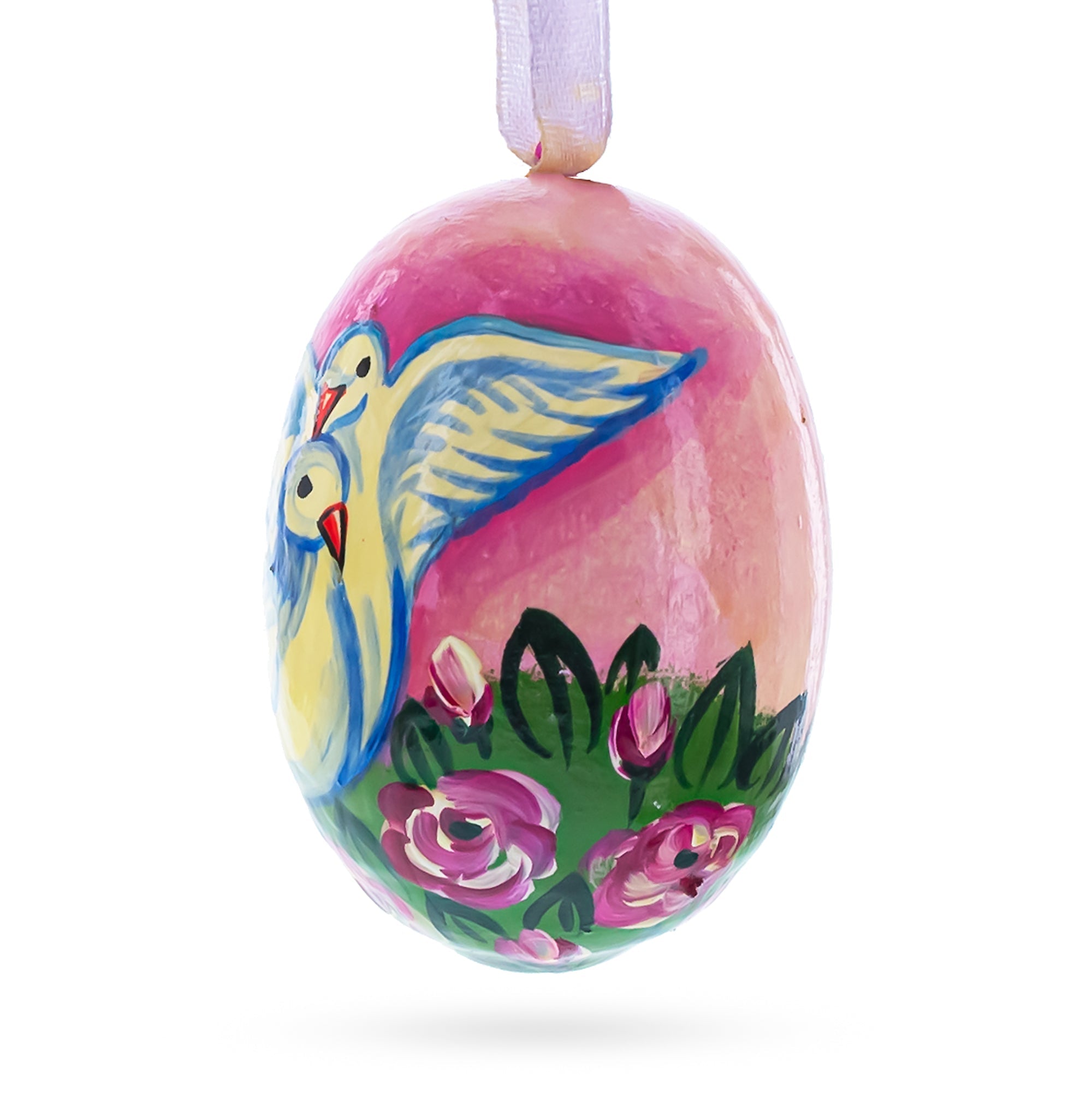 Two White Dove Birds in Love Wooden Christmas Ornament 3 Inches BestPysanky