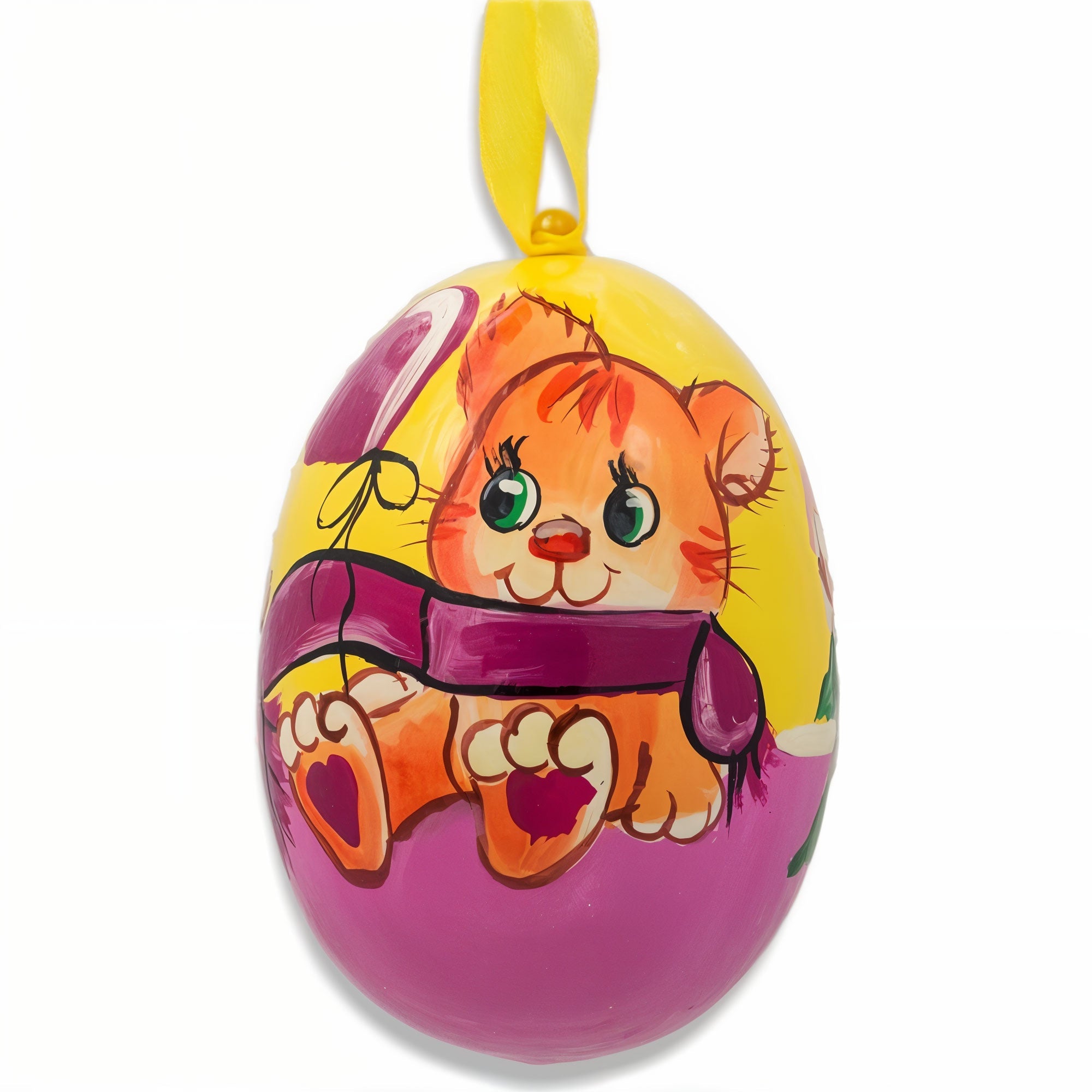 Cat with Balloon and Roses Wooden Christmas Ornament 3 Inches BestPysanky