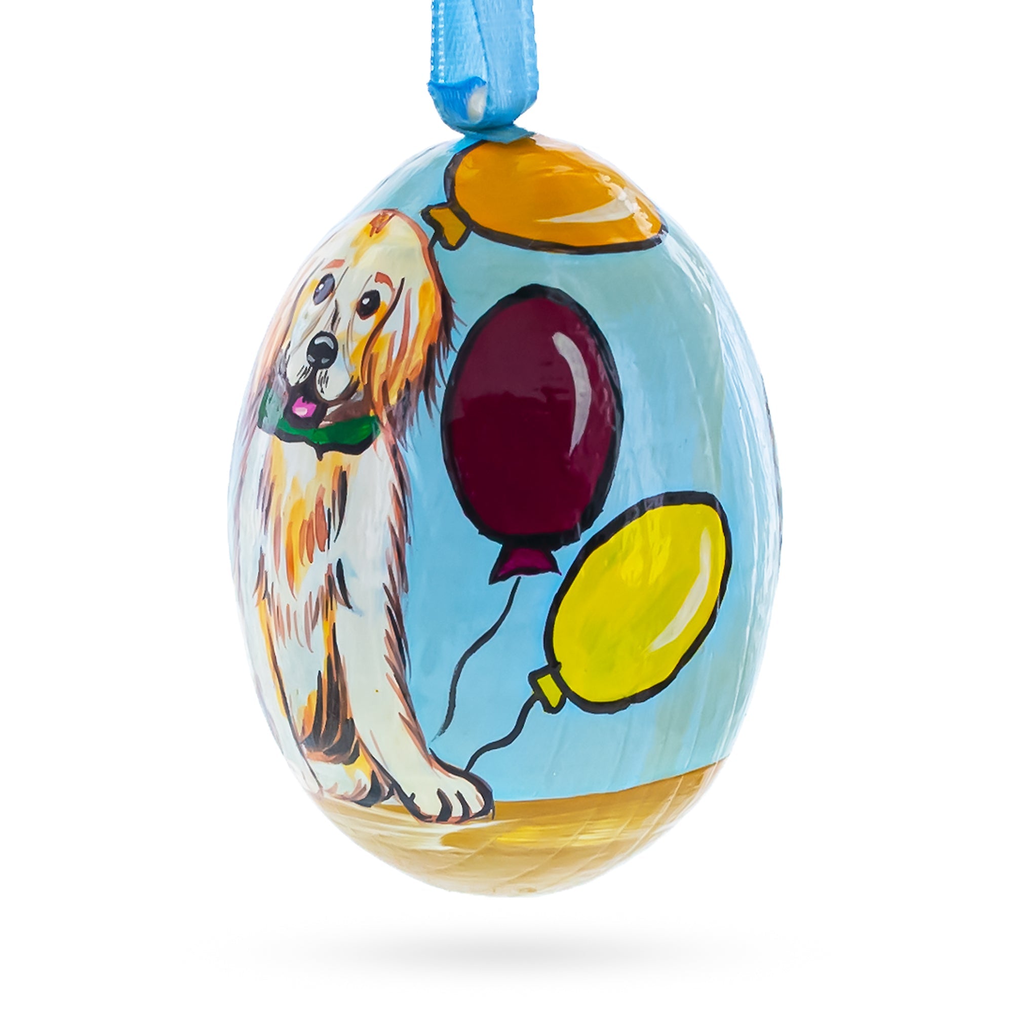 Labrador Retriever Dog with Balloons Wooden Christmas Ornament 3 Inches BestPysanky
