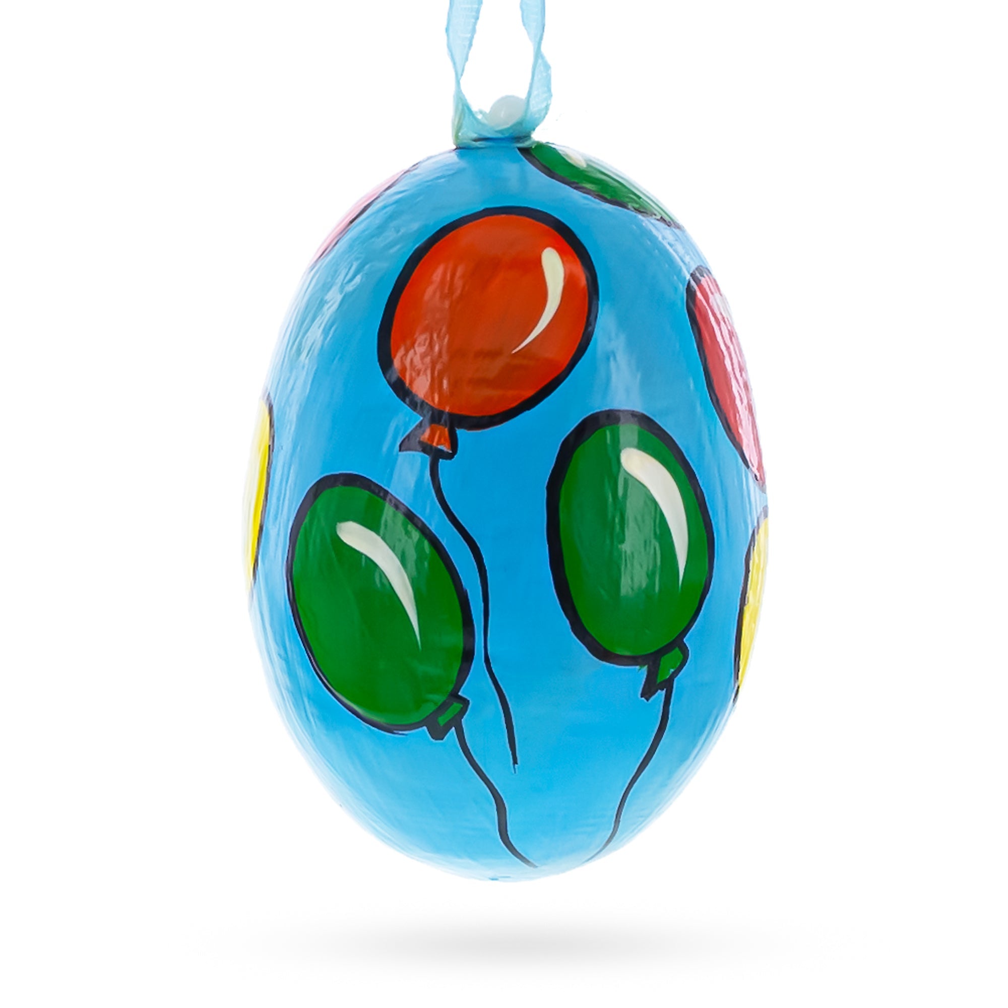 Cat with Balloon and Flowers Wooden Christmas Ornament 3 Inches BestPysanky