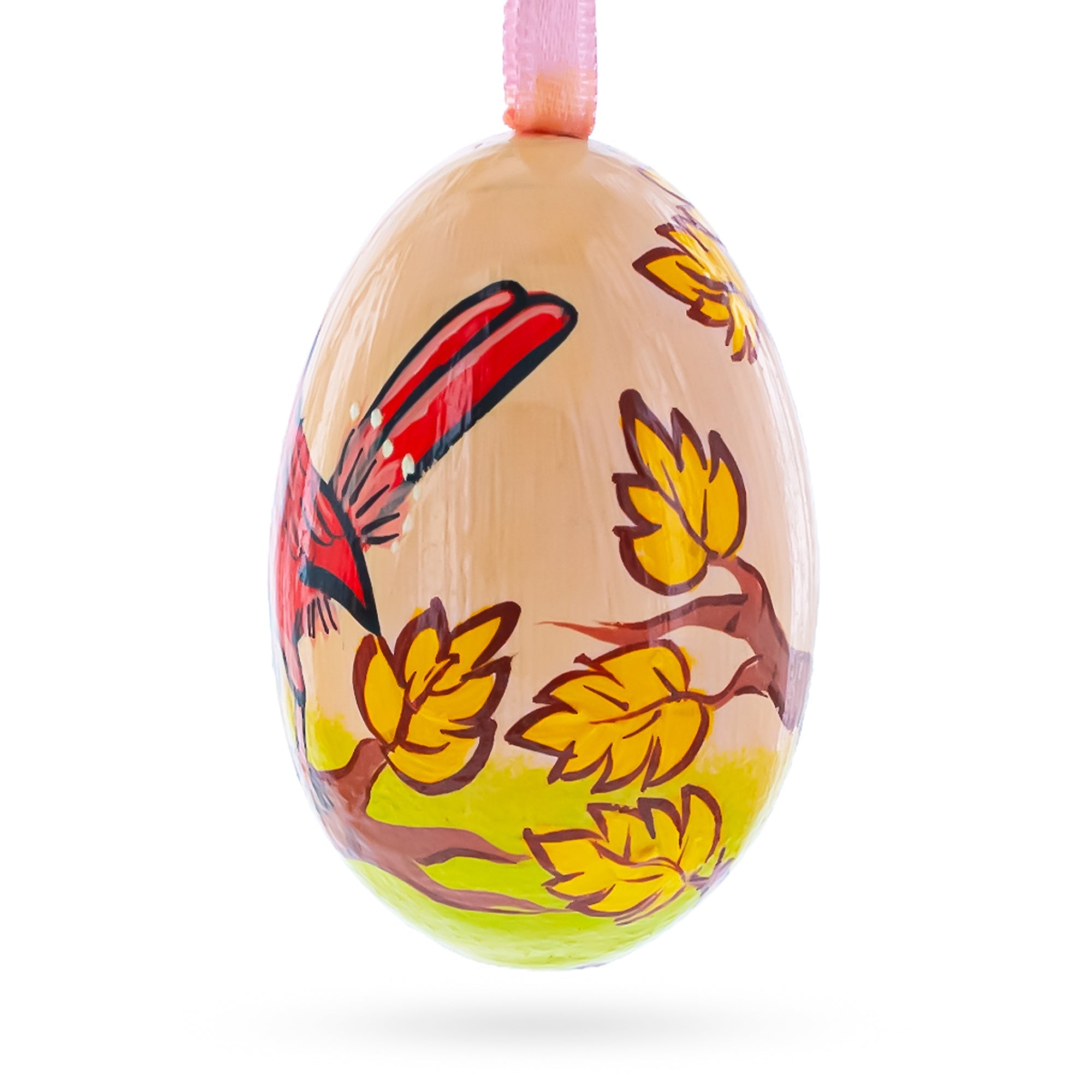 Cardinal Bird in Autumn Wooden Christmas Ornament 3 Inches BestPysanky