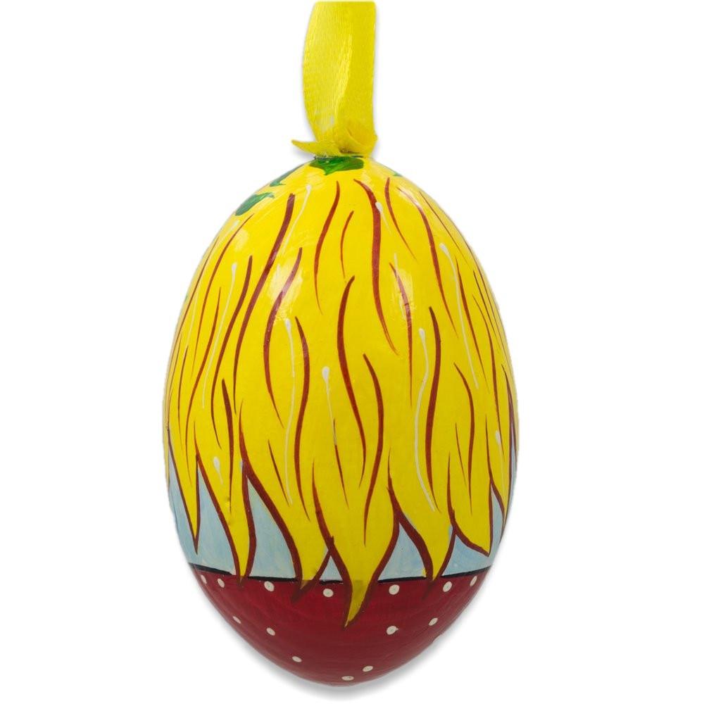 Doll with Sunflower Wooden Egg Ornament 3 Inches BestPysanky